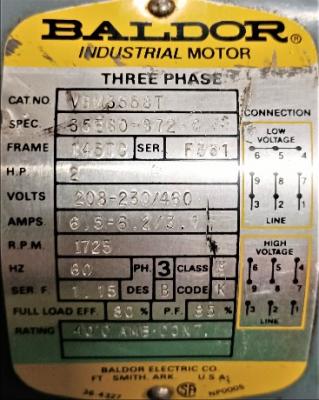 Baldor VBM3558T 2 HP Motor | Garden City Plastics